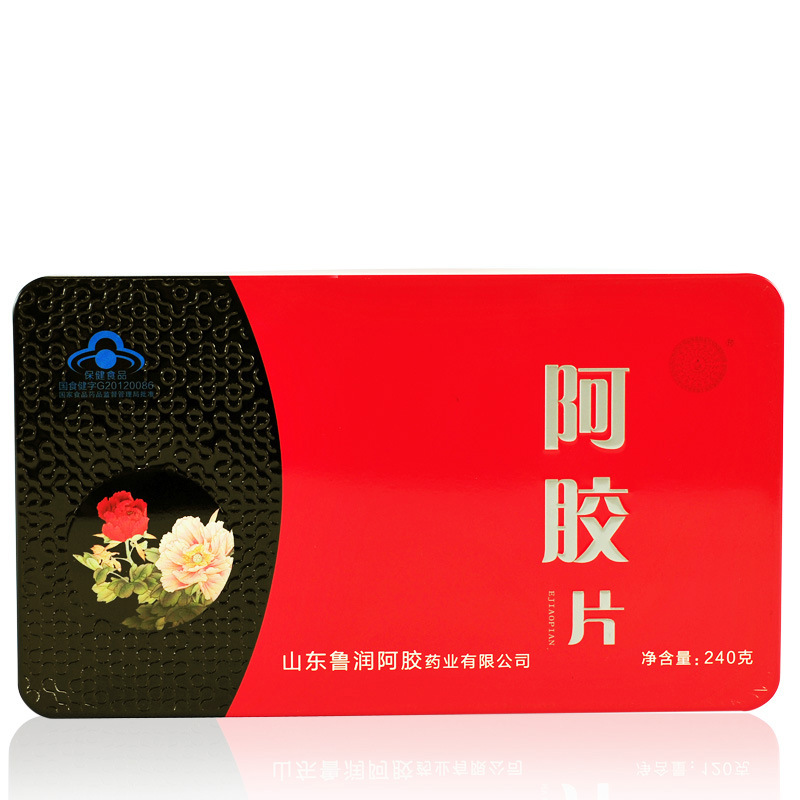 廠家直供營(yíng)養(yǎng)保健食品魯潤(rùn)阿膠片/塊 補(bǔ)血補(bǔ)血  240g 牡丹鐵盒裝