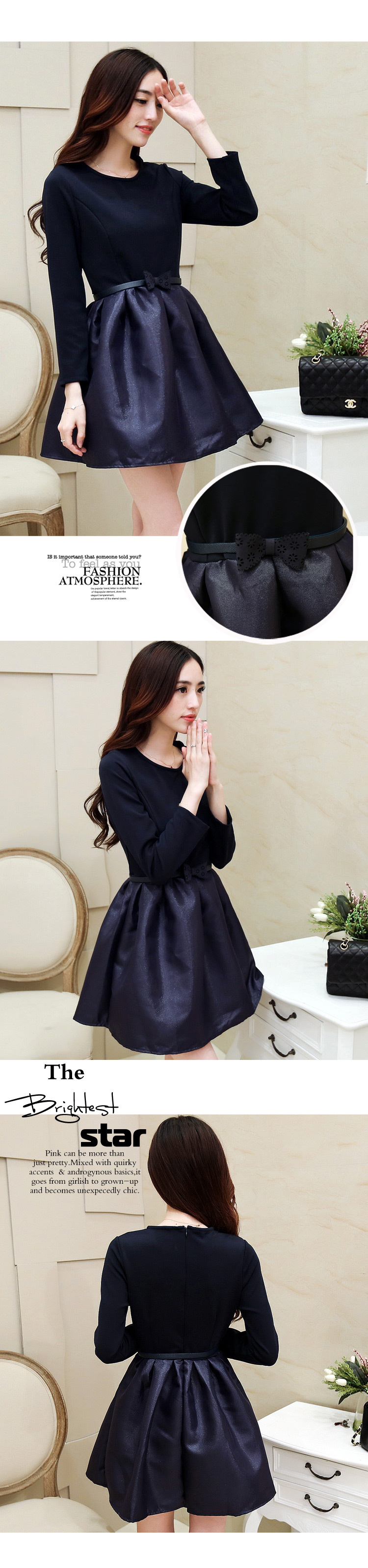 The Bekaa in Dili 9693 #autumn and winter Korean color blue video thin beauty solid dress dress dress picture color XL pictures, price, brand platters! Elections are good character, the national distribution, so why buy now enjoy more preferential! Health