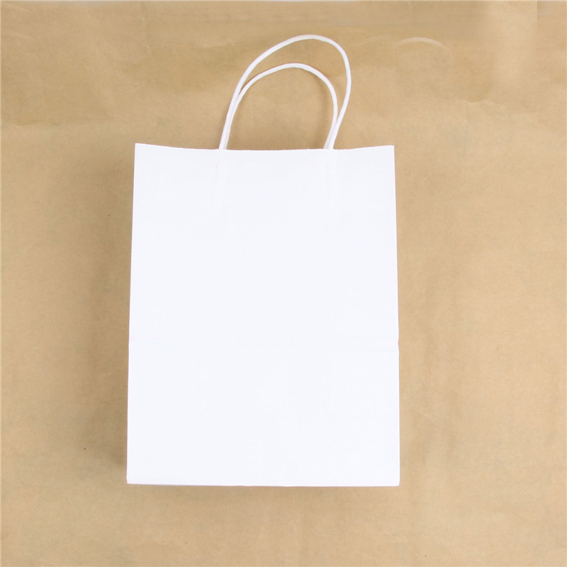 环保纸袋 简约通用白色方底牛皮纸手提袋 定制印刷各种纸袋