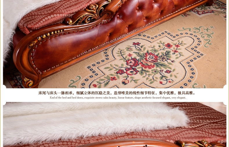 欧式床 时尚橡木双人床 古典床1.8米美式床 时尚真皮床