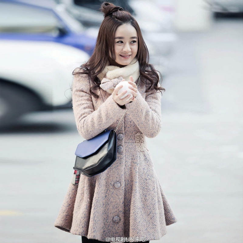 杉来了-赵丽颖明星同款韩版毛呢<em>外套</em>(<em>配</em>毛<em>领</em>) 