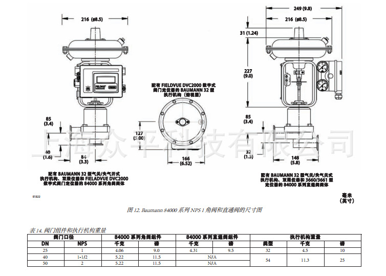 Fisher Baumann? 84000阀门尺寸1