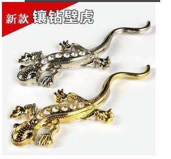 汽车壁虎金属车贴,个性立体贴,带钻金银色壁虎随意贴