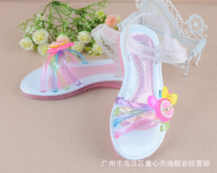 【女童凉鞋公主鞋 儿童水晶塑料鞋 平底舒适可