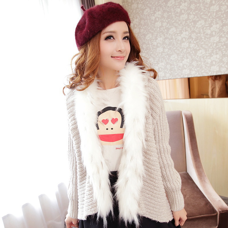 代发代理加盟 <em>毛领毛衣</em>宽松带领子<em>开衫外套</em> 女