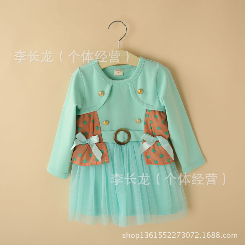 童裙-2014秋款 欧美 <em>外贸</em>童装 <em>女童</em> 花假<em>两件套</em>
