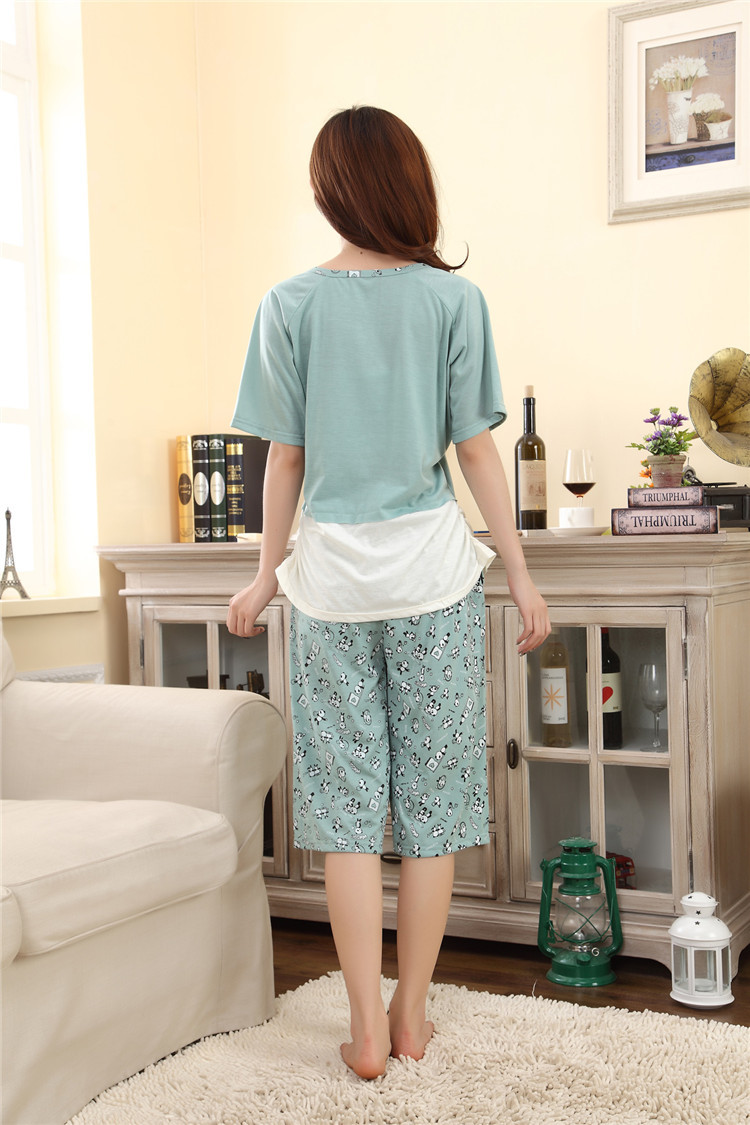 【塑身<em>睡衣</em> 个性<em>衣</em>边工艺卡通<em>针织棉</em>居家<em>套装</em>