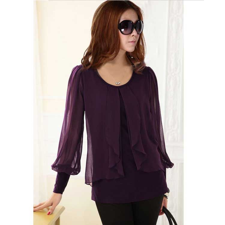 <em>批发2014年春季</em>新款韩版专柜雪纺衫长袖大码