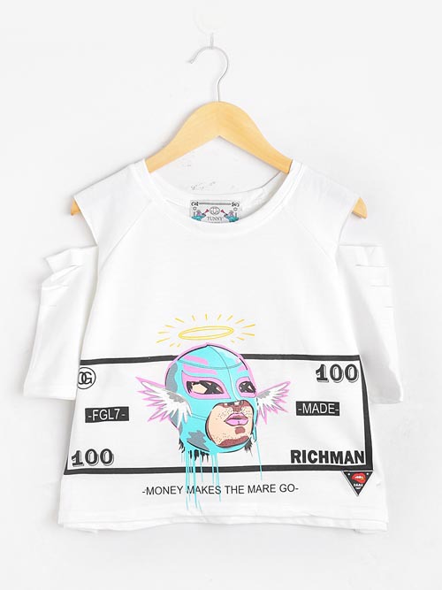 批发采购<em>女式</em>T恤-韩国东大门2014复古破洞露