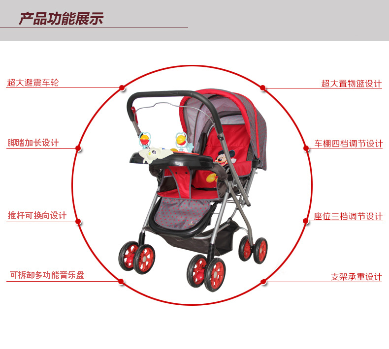 【厂家供应换向婴儿车新款可平躺婴儿推车龙祥