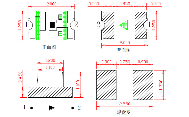 LED系列产品-0805灯珠 0805封装led 0805青绿