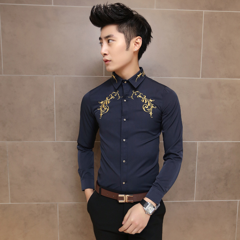 <em>发型师美发师</em>时尚<em>个性</em>服装工作服衬衣<em>男装</em> 发