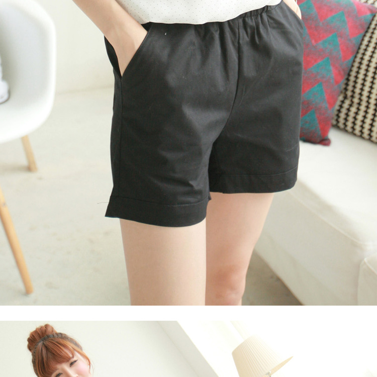 【韩版纯棉糖果色牛仔<em>外穿短裤</em>女夏<em>松紧</em>腰阔腿