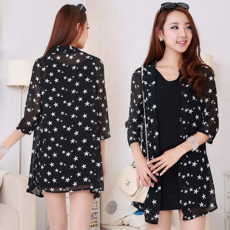 夏季新款女装<em>防晒</em>衫韩国星星<em>防晒衣雪纺开衫</em>地