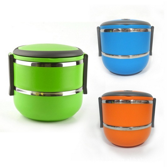 【厂家直销\/不锈钢保温饭盒 学生彩色便当盒\/塑