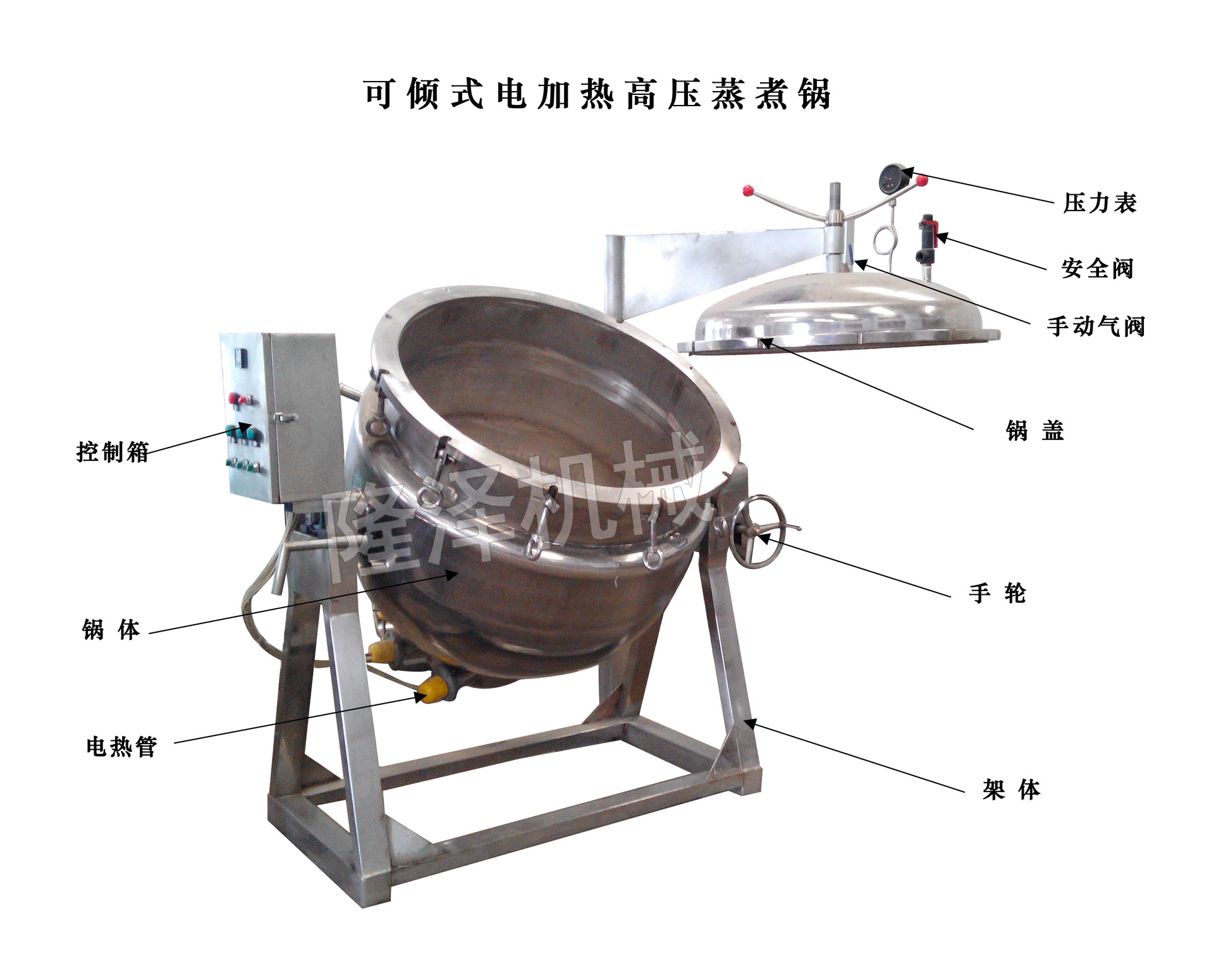 隆泽牌电加热可倾式高压蒸煮锅 多功能夹层锅