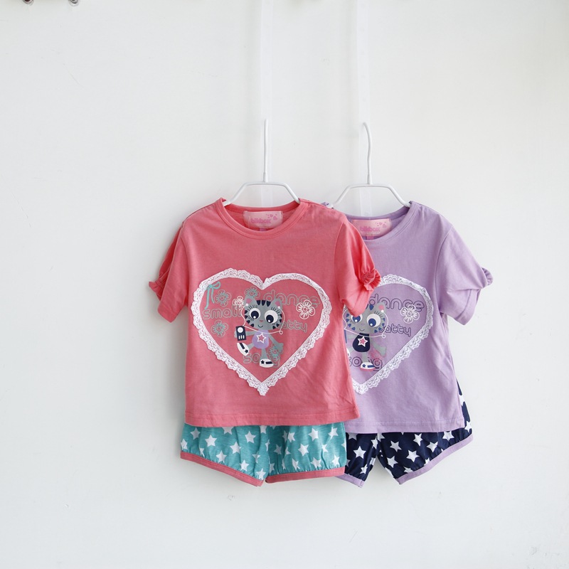 2014外贸童装 韩版<em>女童短袖短裤</em>清凉<em>套装</em> 女童