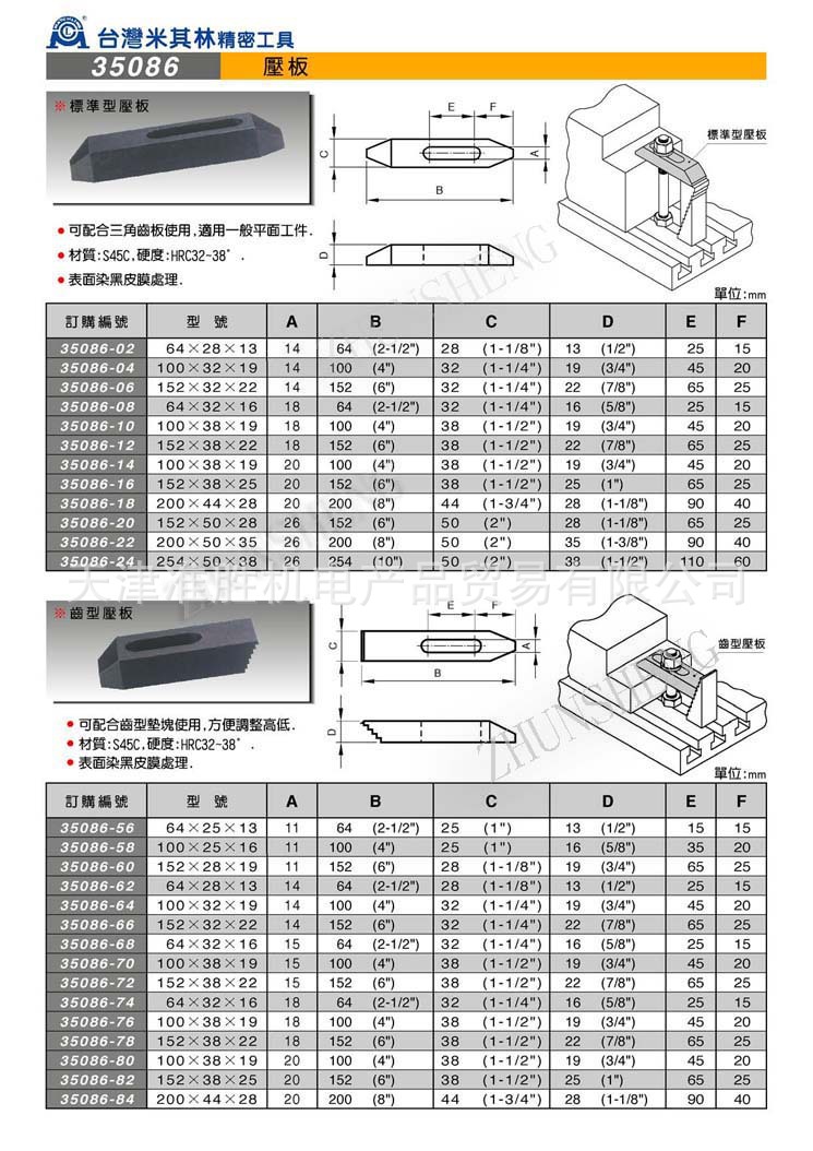 顶针顶尖,压首页 加工 模具 模具标准件 米其林模具治具固定用压板350