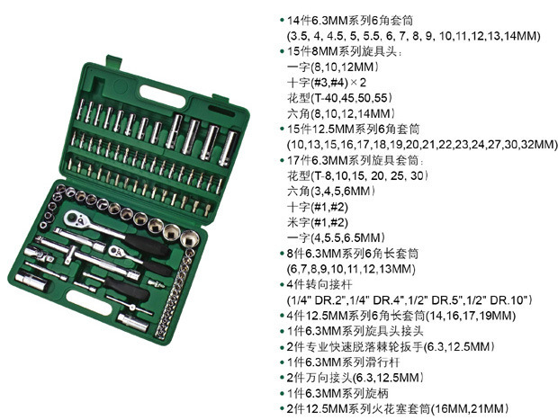 供应世达工具 86件6.3*12.5mm系列套筒组套09013