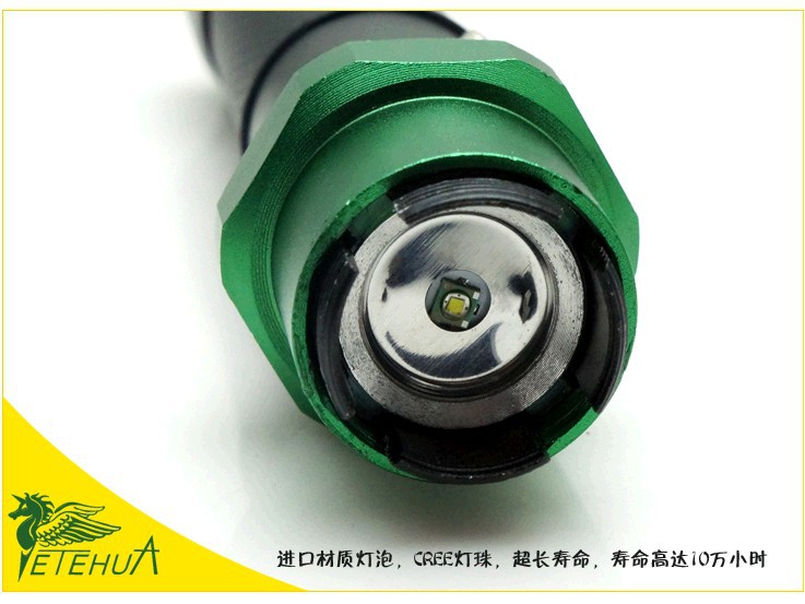 强光手电筒 进口creeq5 旋转变焦 5w可充电 带救生锤 厂家直销图片_11