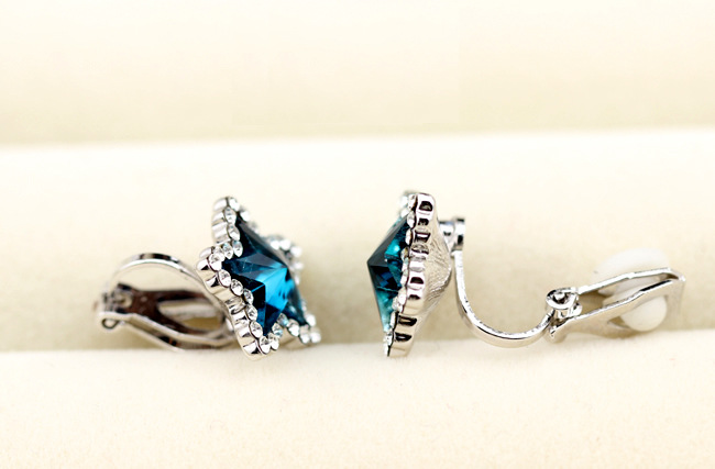 批发采购耳饰-海洋之星无耳洞耳夹耳环 墨兰石