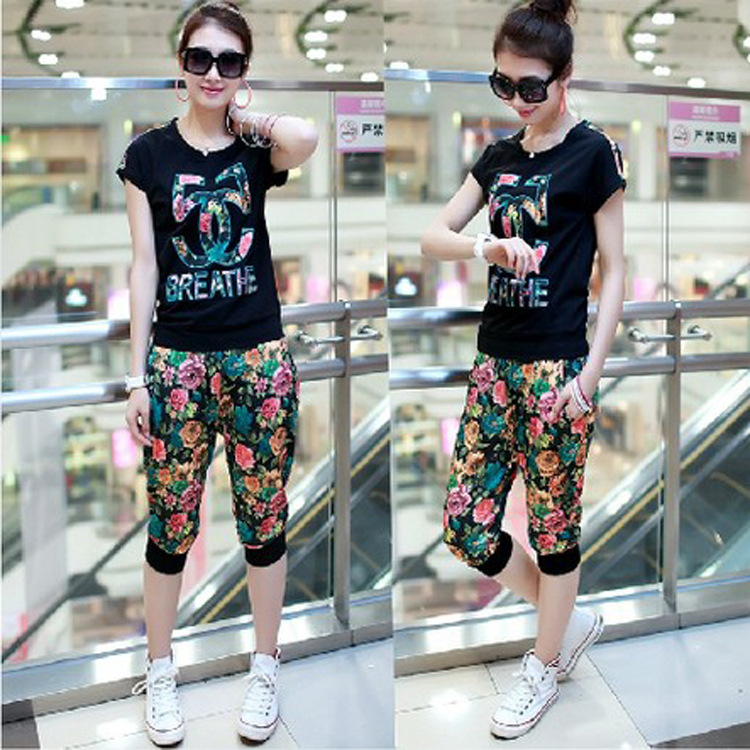 2014韩版女款夏季短袖<em>短裤</em>运动<em>套装女士</em>时尚