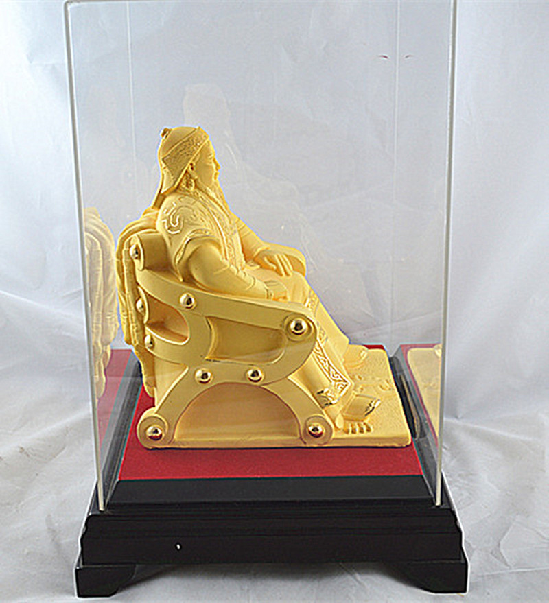 【低价批发绒沙金工艺品成吉思汗像 内蒙古民