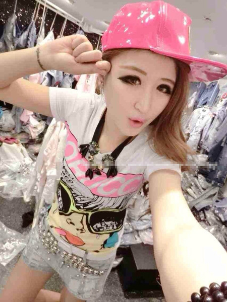 <em>欧洲站</em>2014新款<em>女装</em>欧美街新头风美女图案半