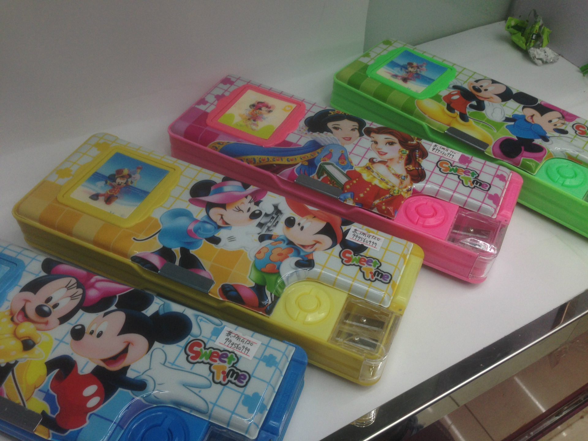 【批发直销】米老鼠米奇公主玩具文具盒正反面