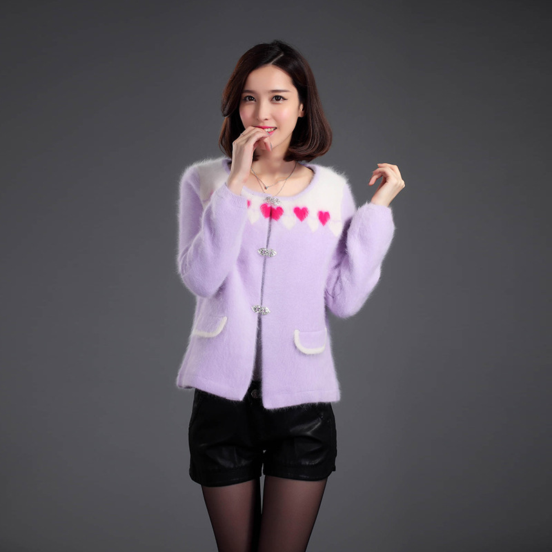 2014秋冬新款高端长<em>貂绒毛衣女开衫</em>外套中长