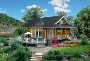 木屋木别墅,美式乡村木结构,木屋景观设计zmkt-3178