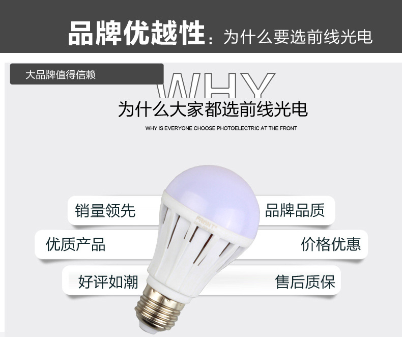 【ront LED灯泡e27节能灯螺旋球泡灯5W照明