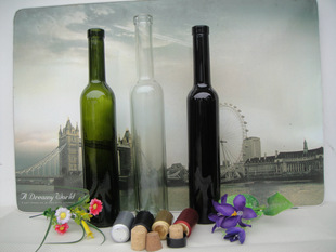 厂家供应750ml玻璃红酒瓶透明墨绿色棕色酒瓶 配木塞酒瓶玻璃酒瓶