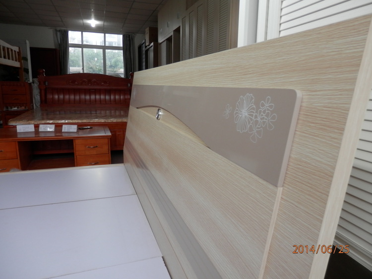 床类-欧式实木家具 斜靠背印花床头双人床 现代