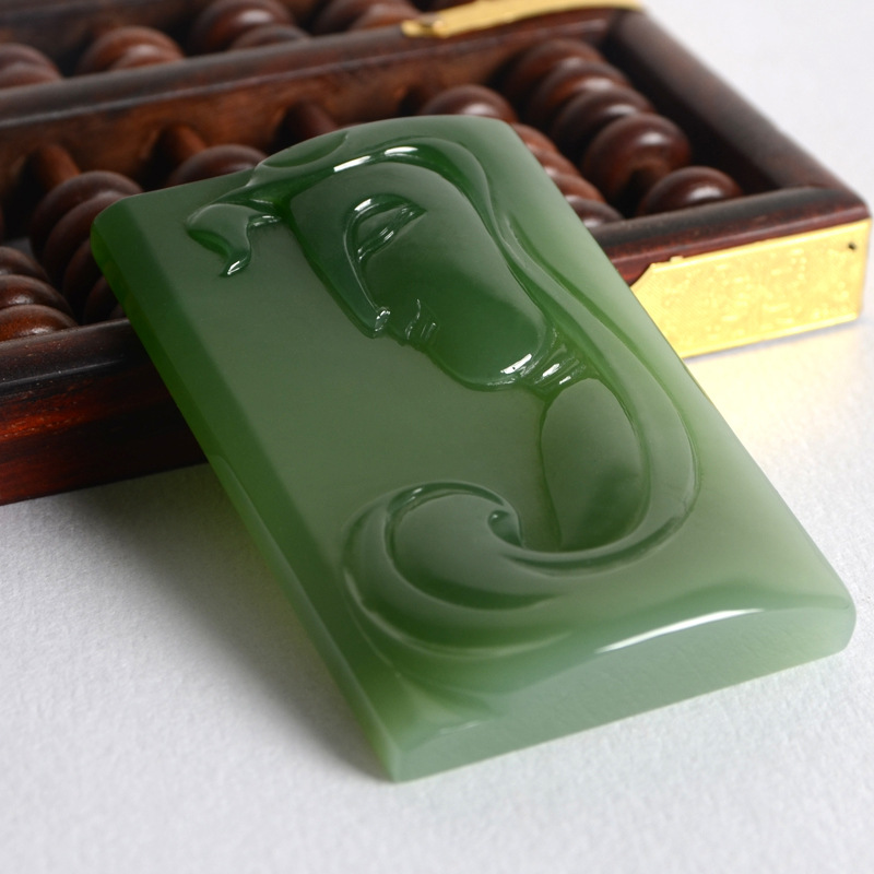 和田玉 观音 碧玉 俄料老坑 阳绿 正品包邮 附鉴