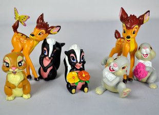 迪斯尼动画片 小鹿斑比 正版散货 经典小动物 全7款玩具摆设公仔