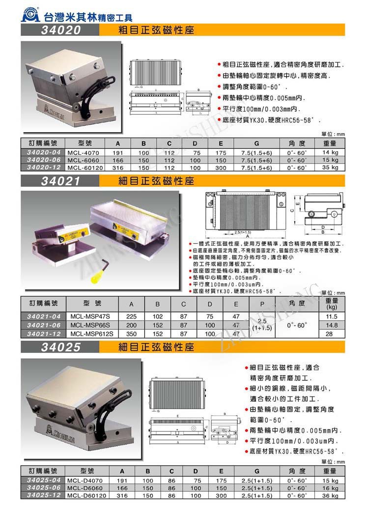 34020-34025细目正弦磁性座