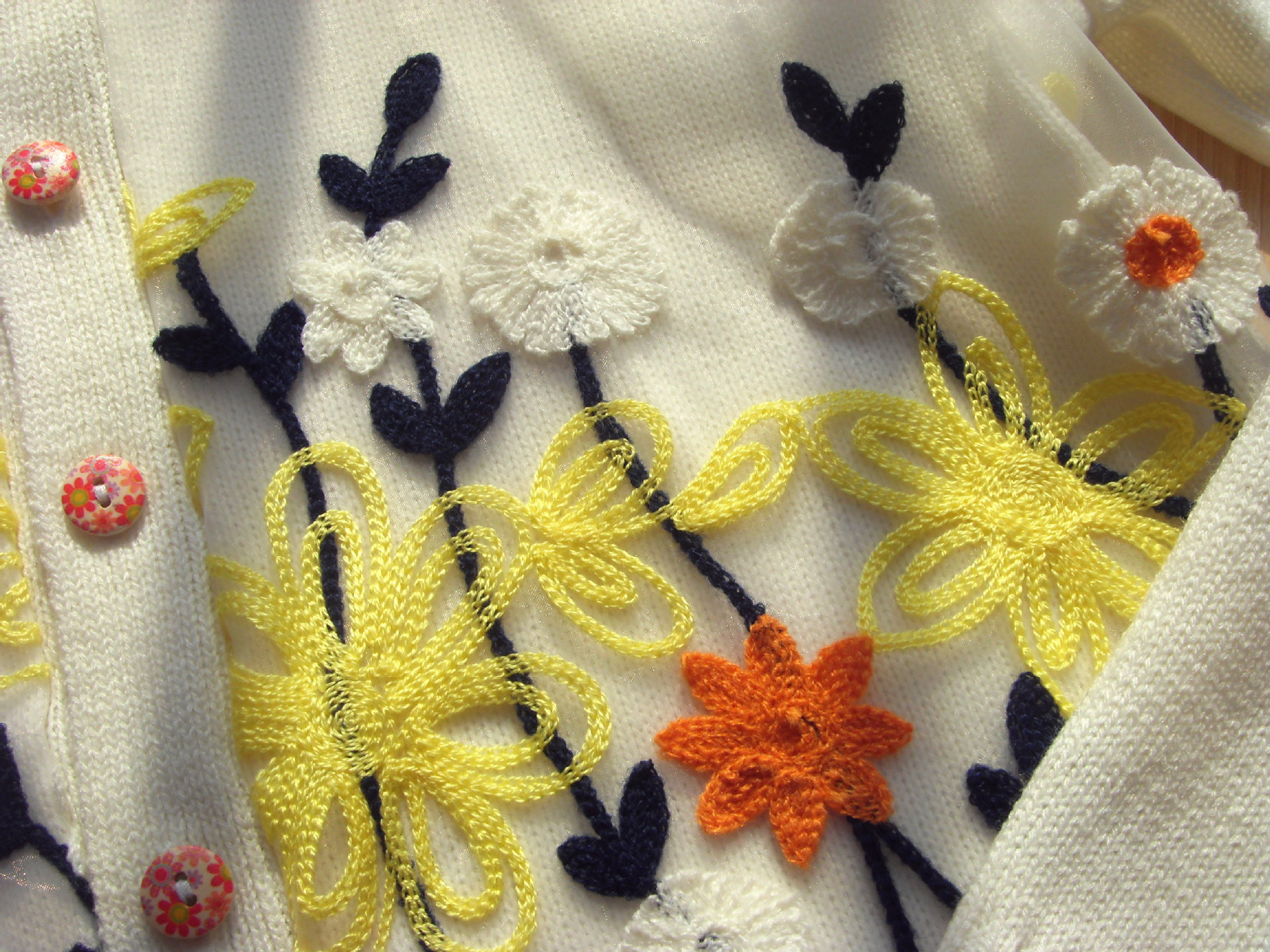 韩版原单剪标外贸<em>薄毛衫</em> 2014年春款刺绣<em>开衫</em>