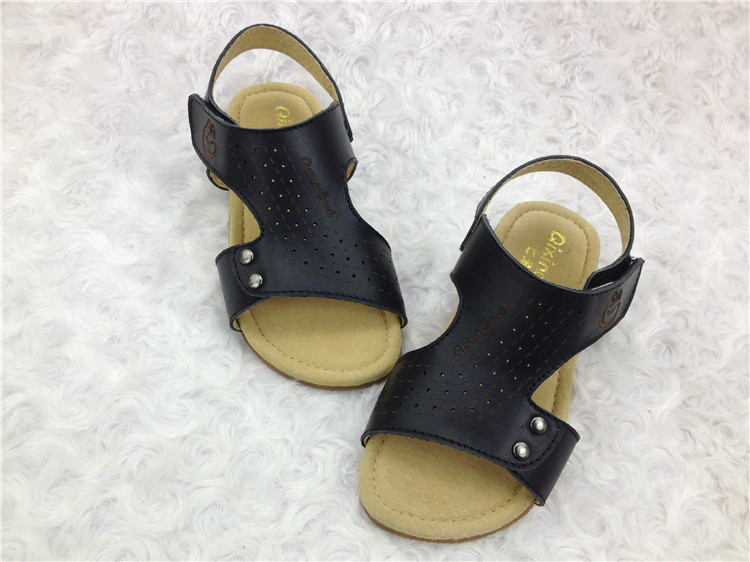 2014韩版时尚潮流 真皮品牌新款纯色透气男童凉鞋 厂家特价直销