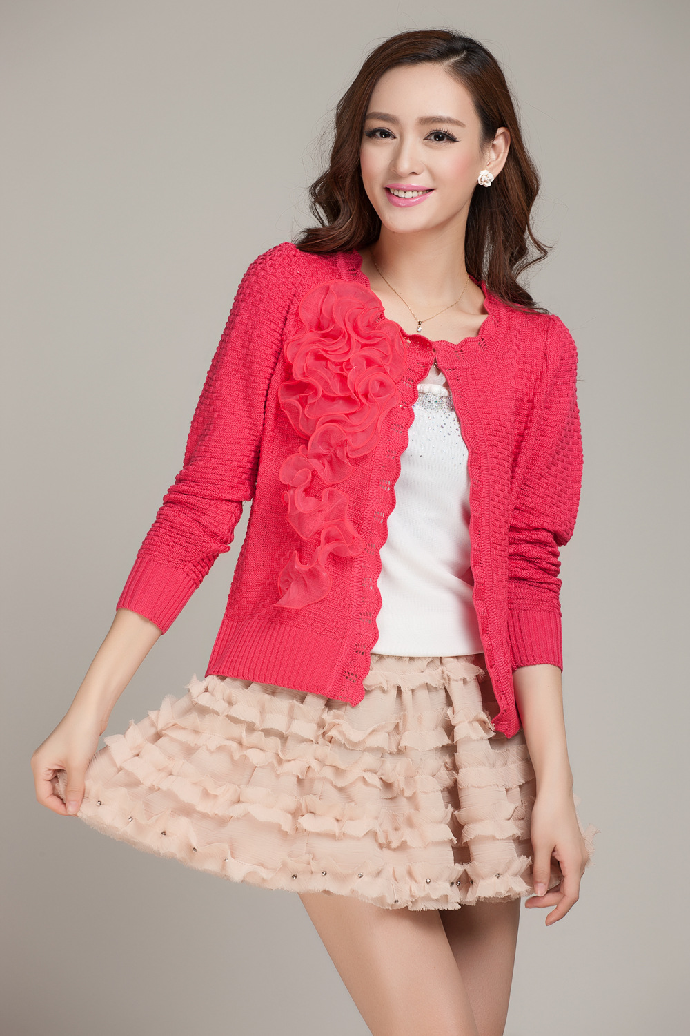 批发采购<em>女式针织衫</em>-2014款毛衣女 <em>开衫</em> 披肩