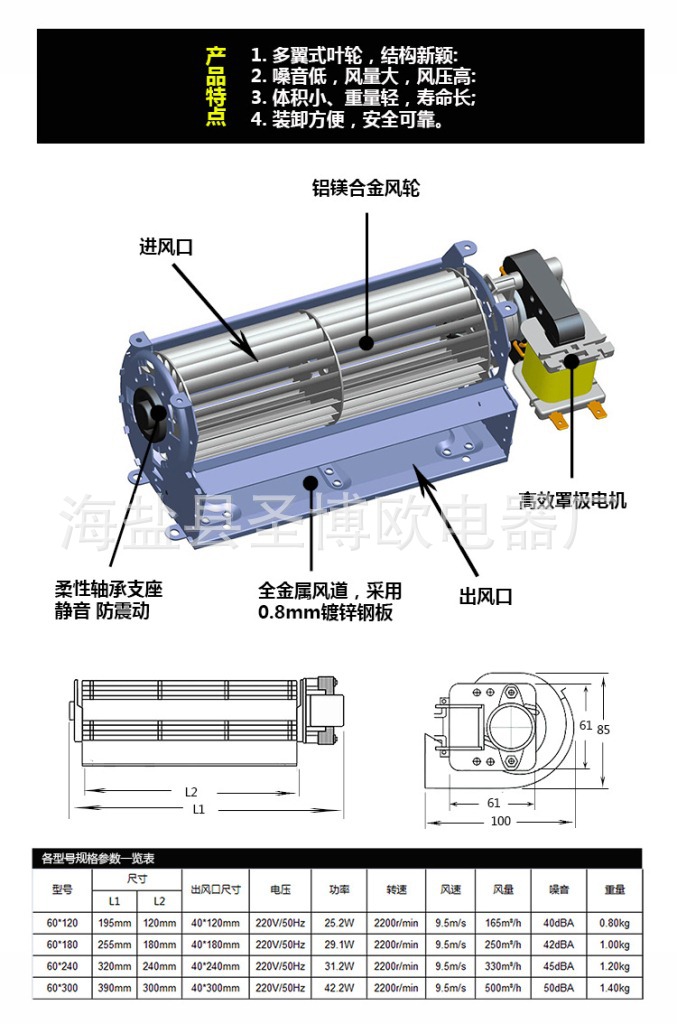 横流风机220v贯流风机轴流风机横流风扇电梯机箱散热风机配件静音