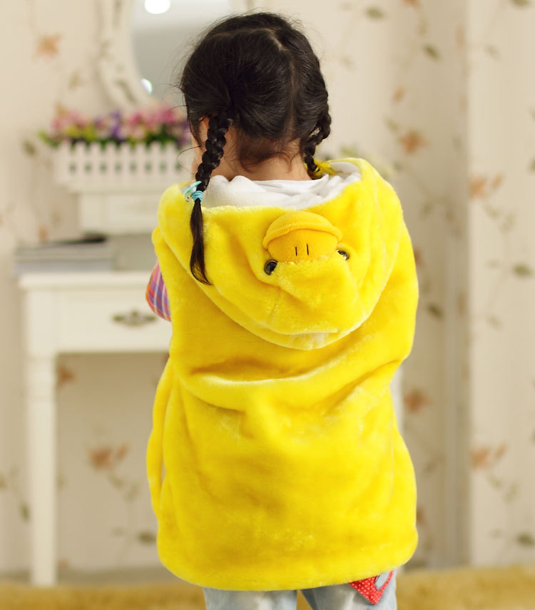 童<em>马甲、背心</em>-厂家<em>批发秋冬季</em>毛绒加厚小鸭子