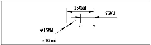 1、在需要安装的位置钻三个Φ10mm深度100MM的孔--如