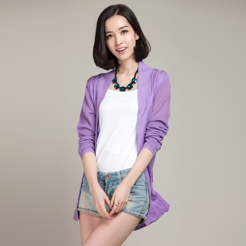 7色<em>薄款</em>毛<em>针织衫</em>女<em>开衫中长款</em>线衫糖果色沙滩