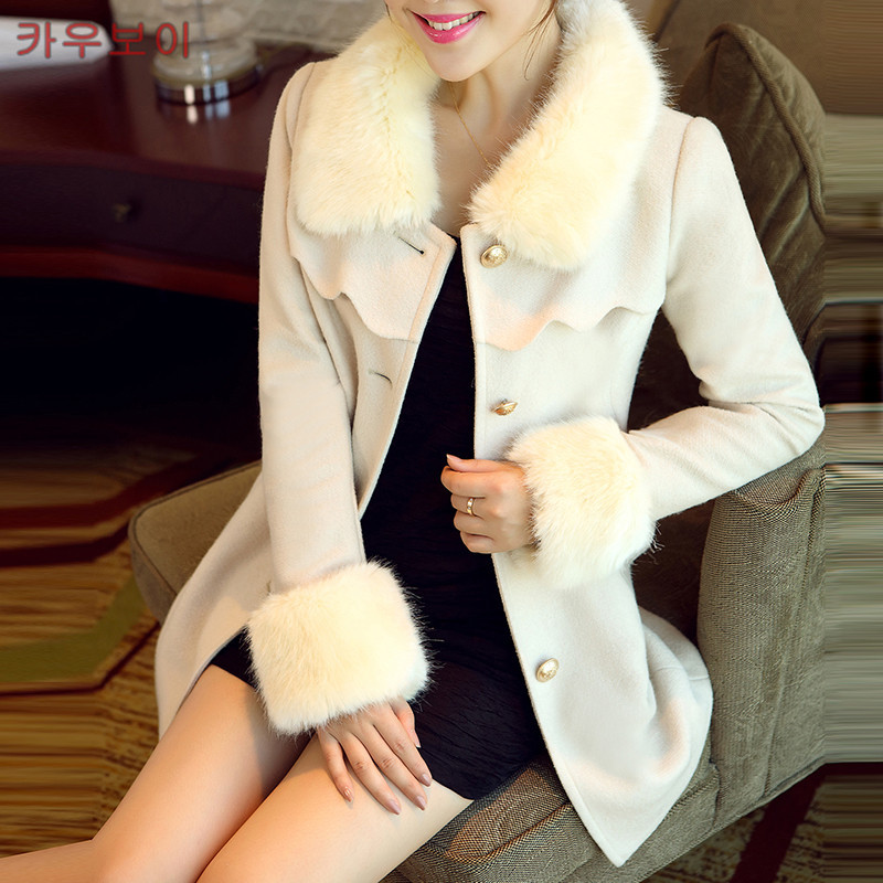 2013秋冬新款韩版<em>中长款</em>羊毛呢<em>外套女呢子</em>大