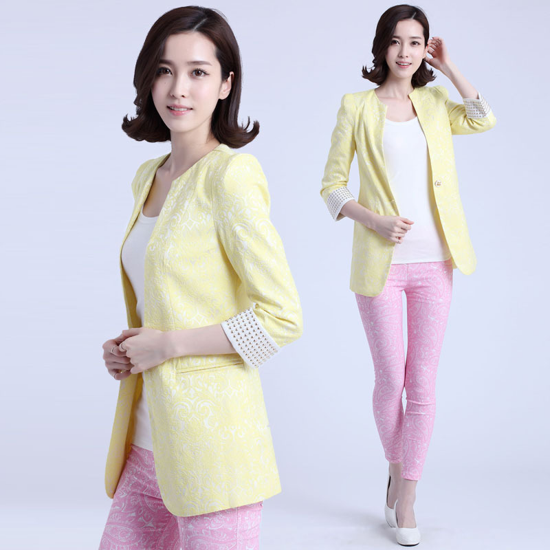 2014年<em>女装</em>新品上市<em>时尚</em>OL<em>夏季</em>蕾丝西服<em>外套</em>