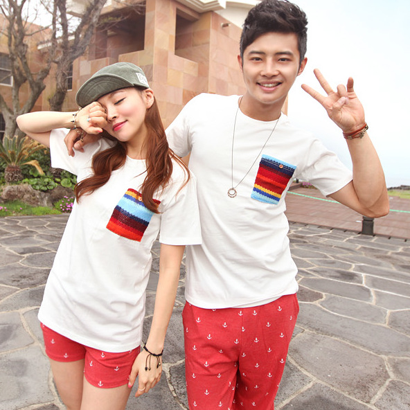 <em>新款</em>韩版<em>女装</em>沙滩<em>T恤短裤</em>情侣<em>套装</em> 运动<em>套装</em> 