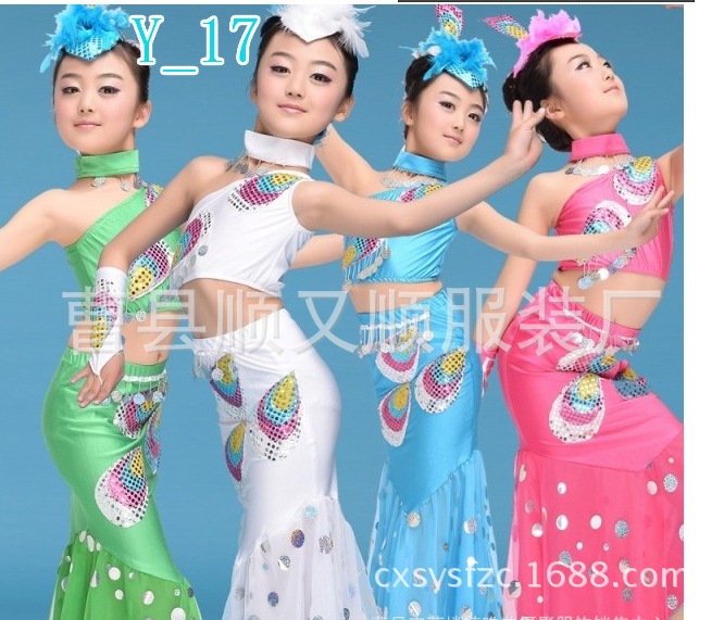 六一<em>儿童</em>演出<em>服装</em>女童<em>幼儿</em>少儿<em>舞蹈</em>裙傣族舞孔