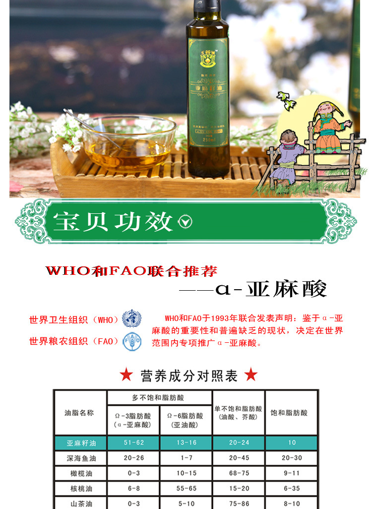 內(nèi)蒙古純天然冷榨 五谷城亞麻籽油250ml  廠家直供 超越橄欖油