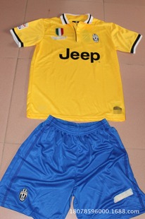 足球服-14最新款 黄色 尤文 主客场 短袖球衣套